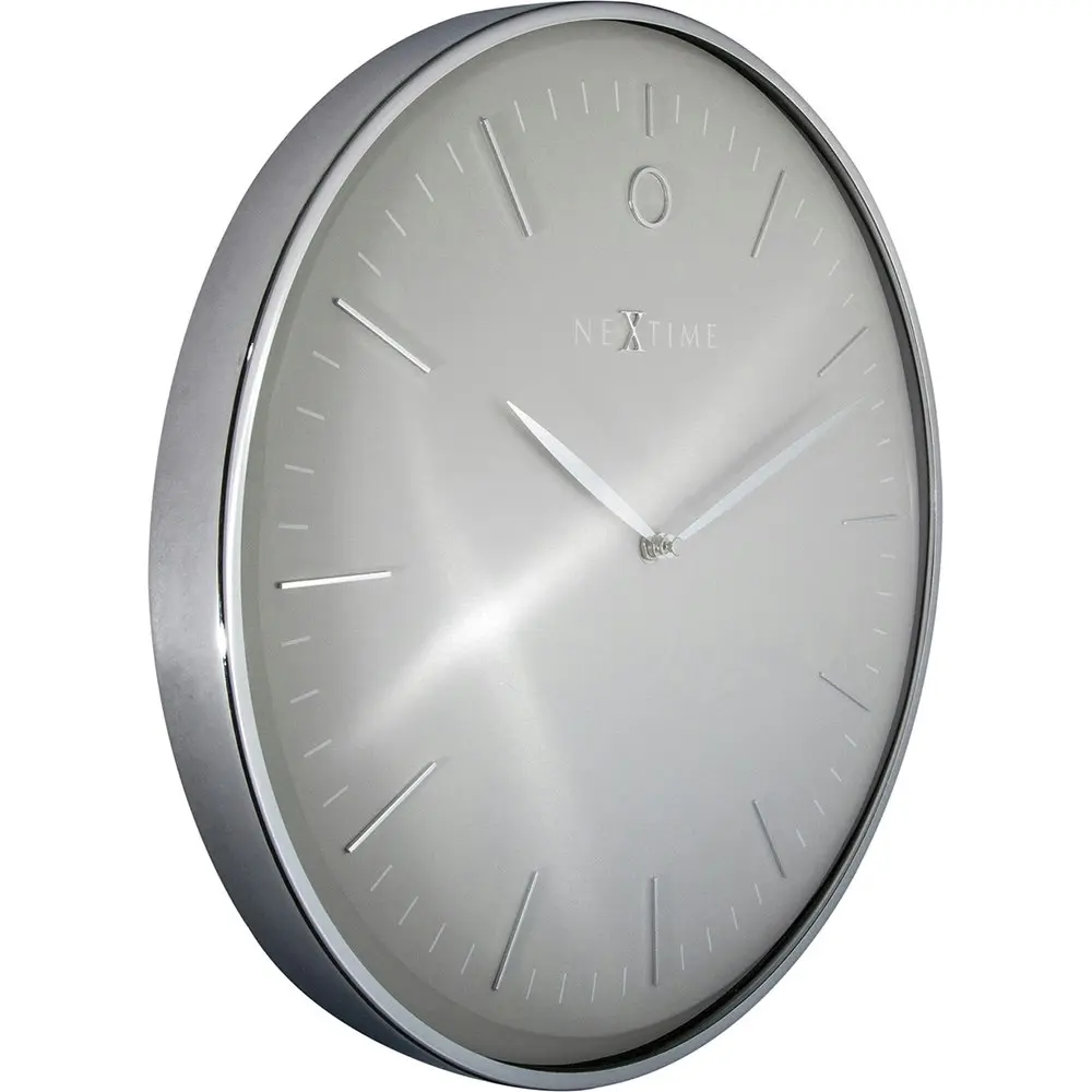 NeXtime Glamour 40cm Analogue Hanging Wall Clock Round Home Decor Silver/Off WHT