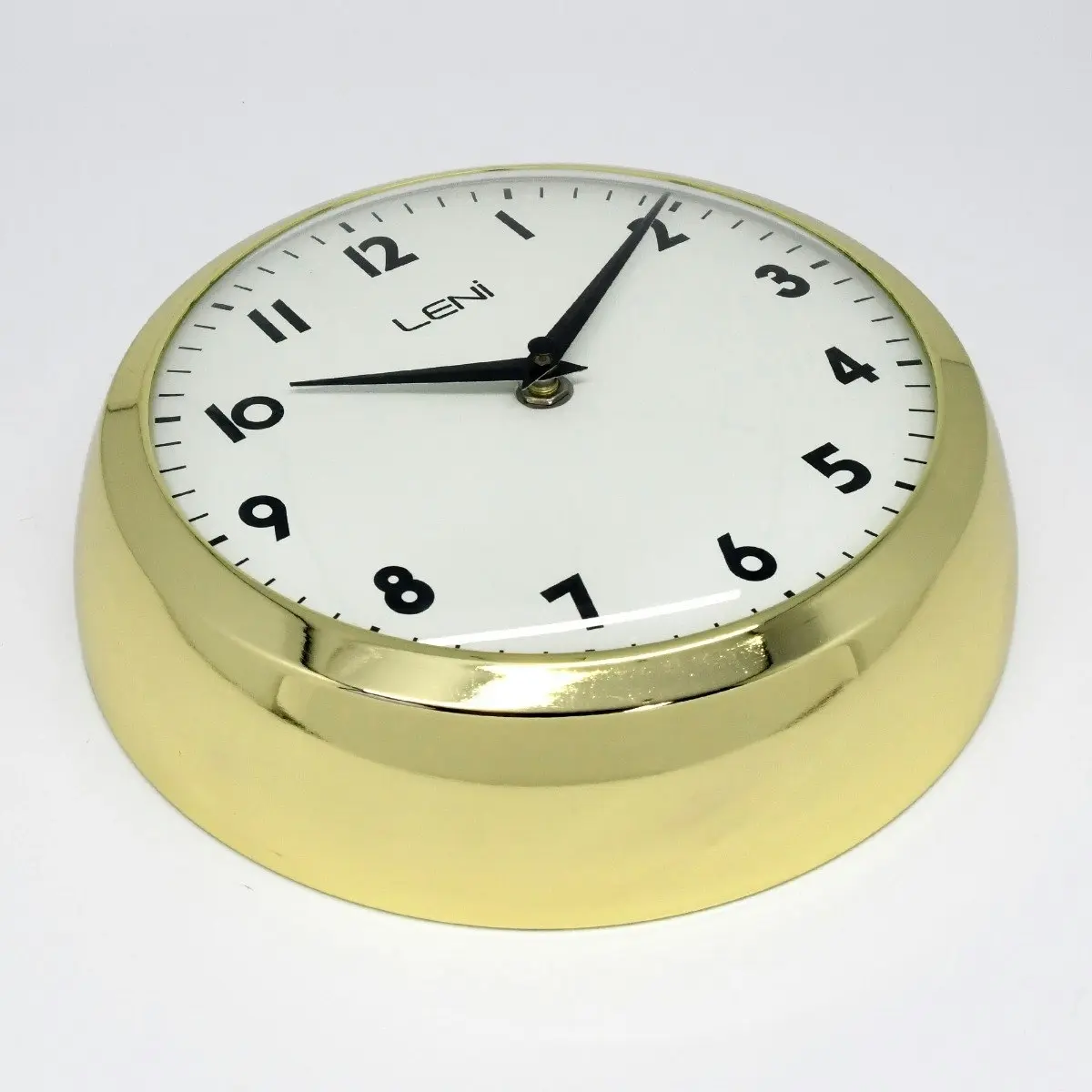 Leni 23cm Metal Round Silent Battery Operated School Analogue Wall Clock Gold