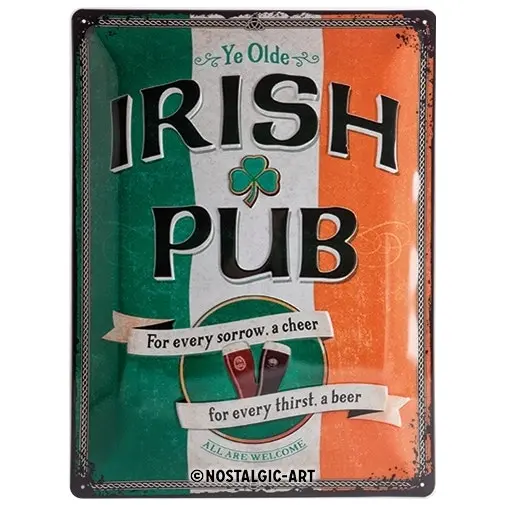 Nostalgic Art Sign Irish Pub 30x40cm Large Metal Sign Home Wall Hanging Decor