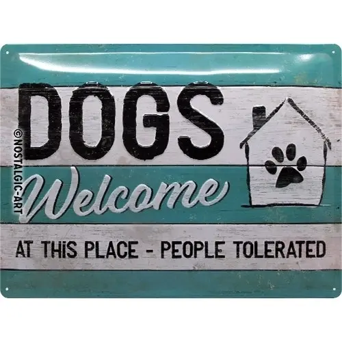 Nostalgic Art Dogs Welcome 30x40cm Large Metal Tin Sign Home Wall Hanging Decor