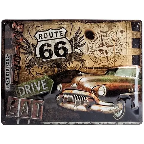 Nostalgic Art Route 66 Drive 30x40cm Large Metal Sign Pub/Bar/Cafe Wall Decor