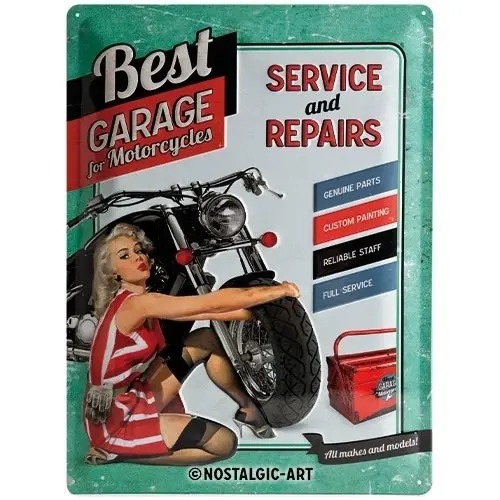 Nostalgic Art Best Garage Service & Repairs 30x40cm Large Tin Sign Wall Decor