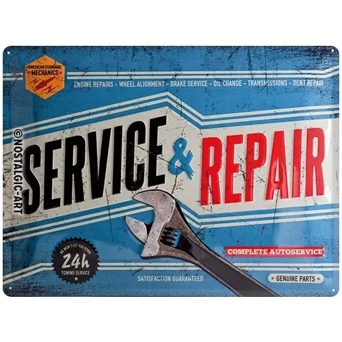 Nostalgic Art Service & Repair 30x40cm Large Metal Sign Home/Garage Wall Decor