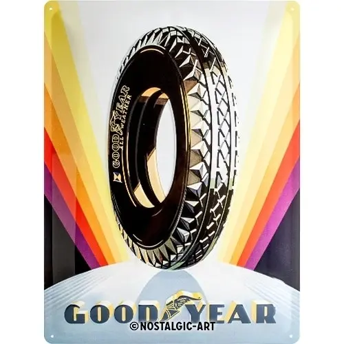 Nostalgic Art Goodyear Rainbow Wheel 30x40cm Large Metal Sign Wall Hanging Decor