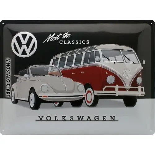 Nostalgic Art VW Meet The Classics 30x40cm Large Metal Tin Sign Home Wall Decor