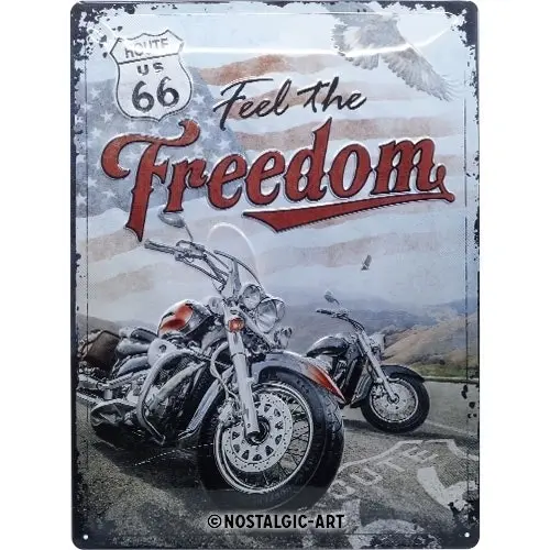 Nostalgic Art Route 66 Freedom 30x40cm Large Metal Sign Home Wall Hanging Decor