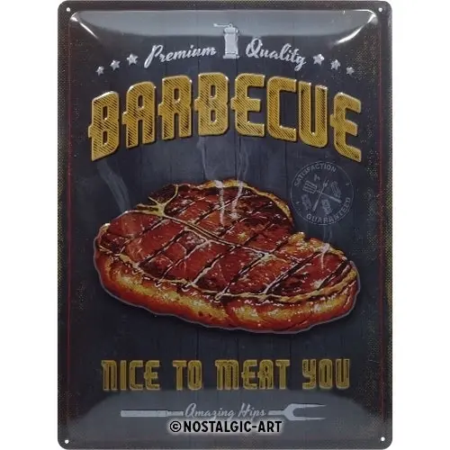 Nostalgic Art BBQ Nice To Meat You30x40cm Large Metal Tin Sign Home Wall Decor