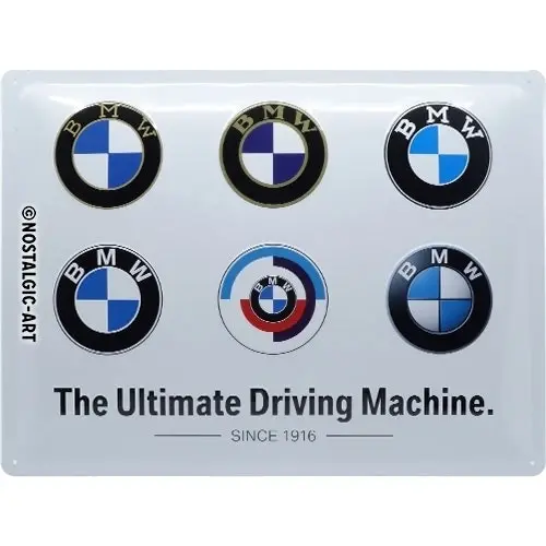 Nostalgic Art BMW Logo Evolution 30x40cm Large Metal Tin Sign Wall Hanging Decor