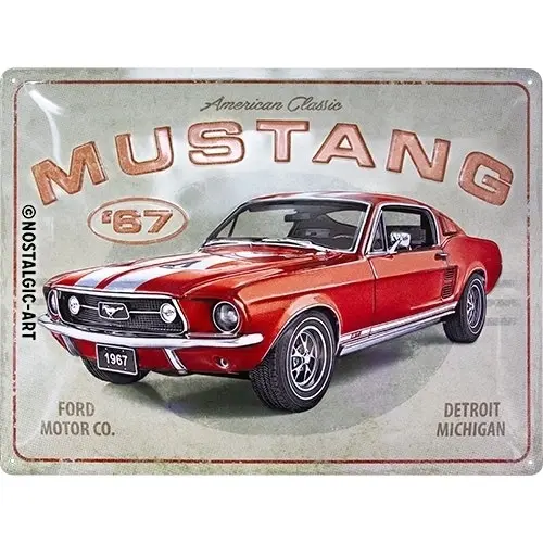 Nostalgic Art Ford Mustang Red 1967 GT 30x40cm Large Metal Sign Home Wall Decor