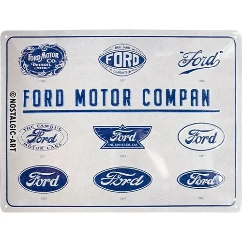 Nostalgic Art Ford Logo Evolution 30x40cm Large Metal Tin Sign Home Wall Decor