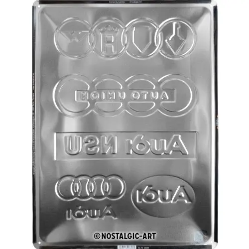 Nostalgic Art Audi Logo Evolution 30x40cm Large Metal Tin Sign Home Wall Decor