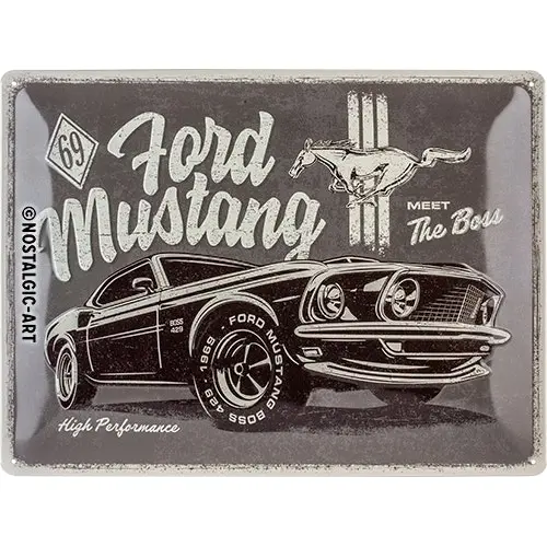 Nostalgic Art Ford Mustang Meet The Boss 30x40cm Large Metal Tin Sign Wall Decor