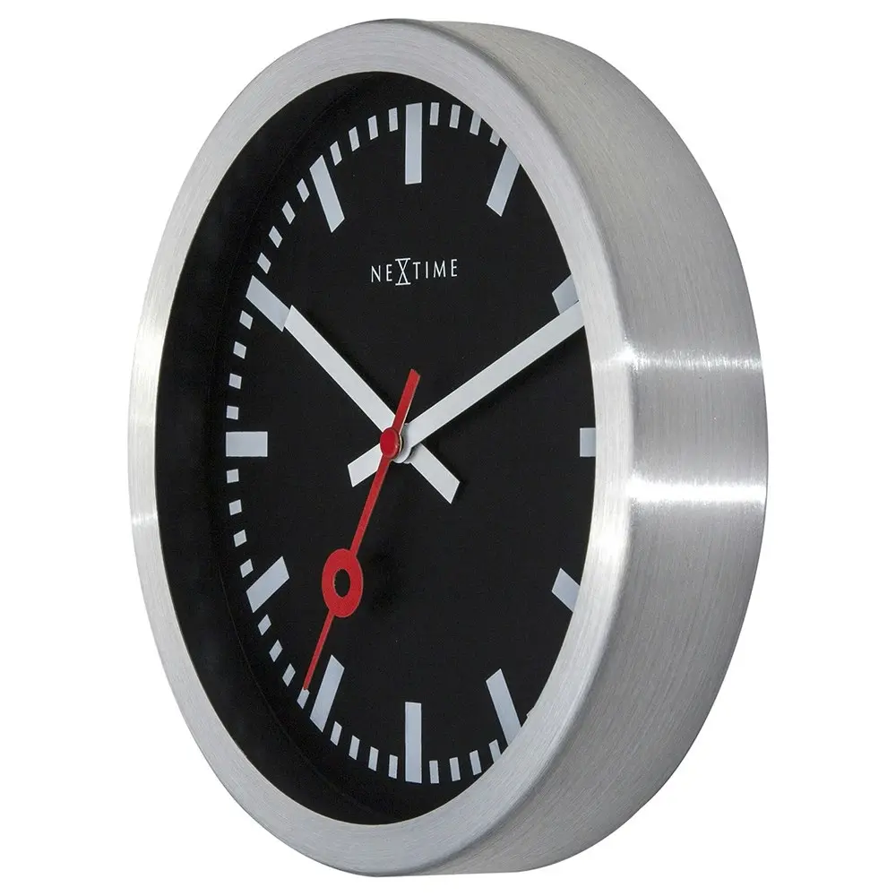 NeXtime 19cm Station Stripe Wall Clock Analogue Round Hanging Home Decor Black