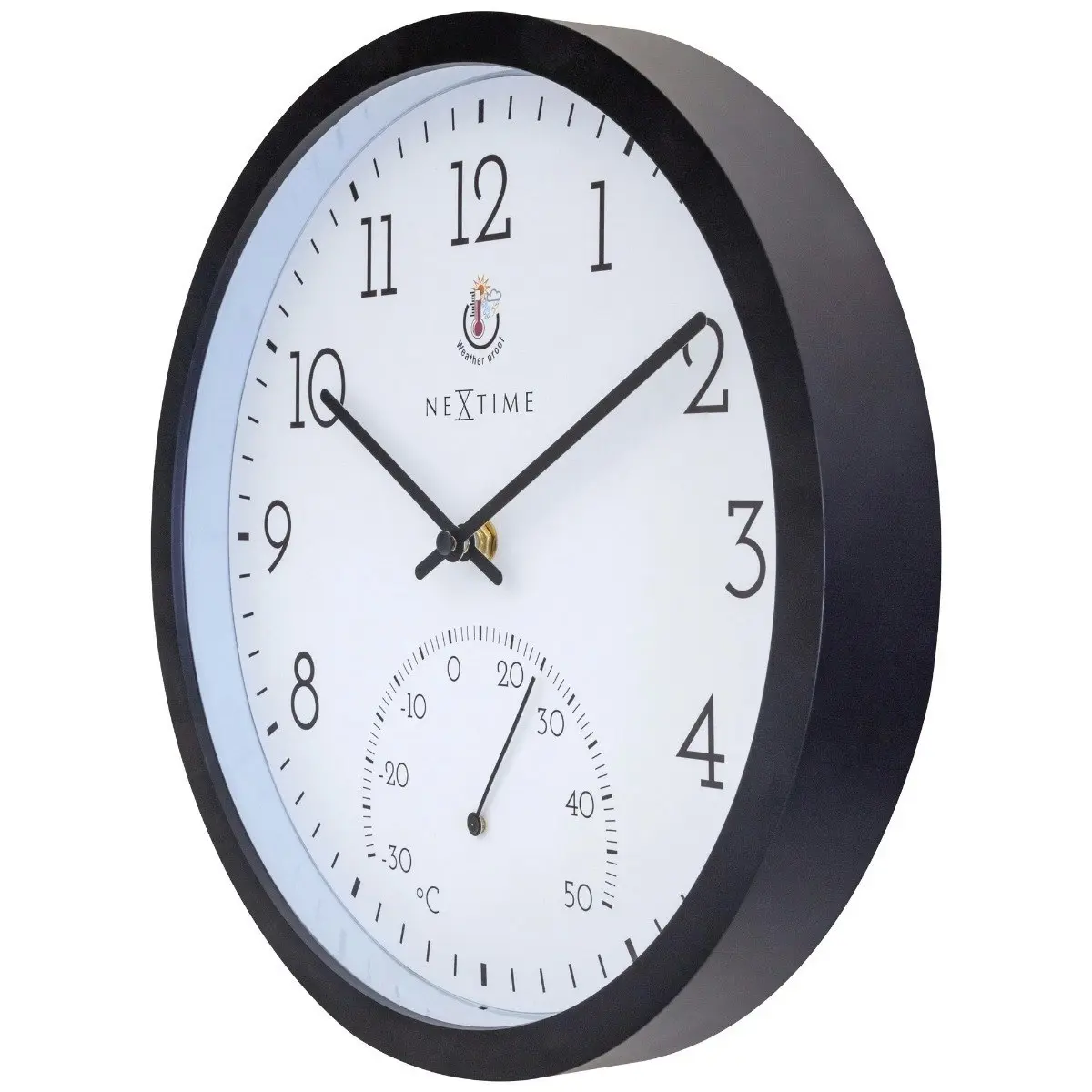 NeXtime Marigold Weatherproof Outdoor 30.5cm Analogue Wall Clock Black/White