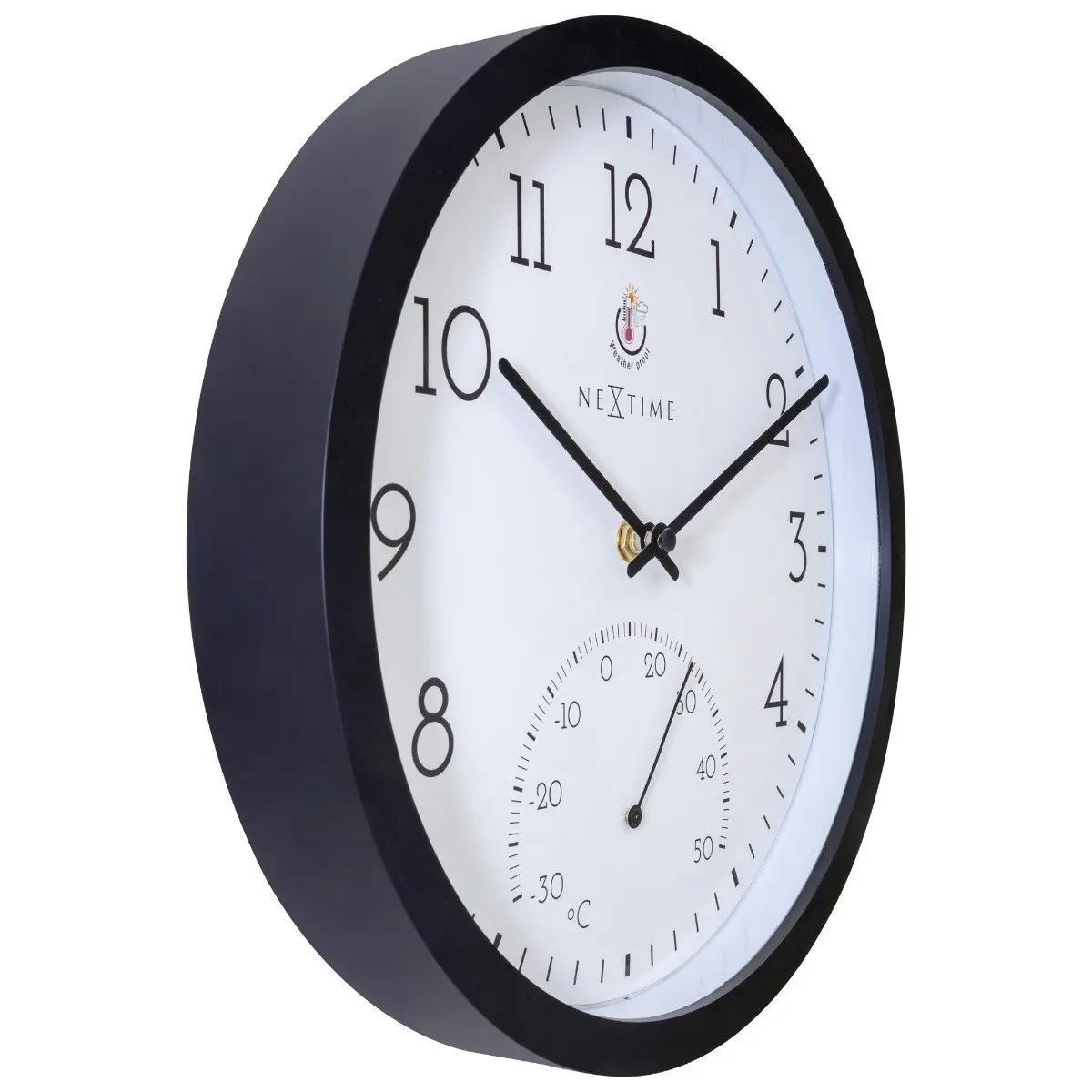 NeXtime Marigold Weatherproof Outdoor 30.5cm Analogue Wall Clock Black/White