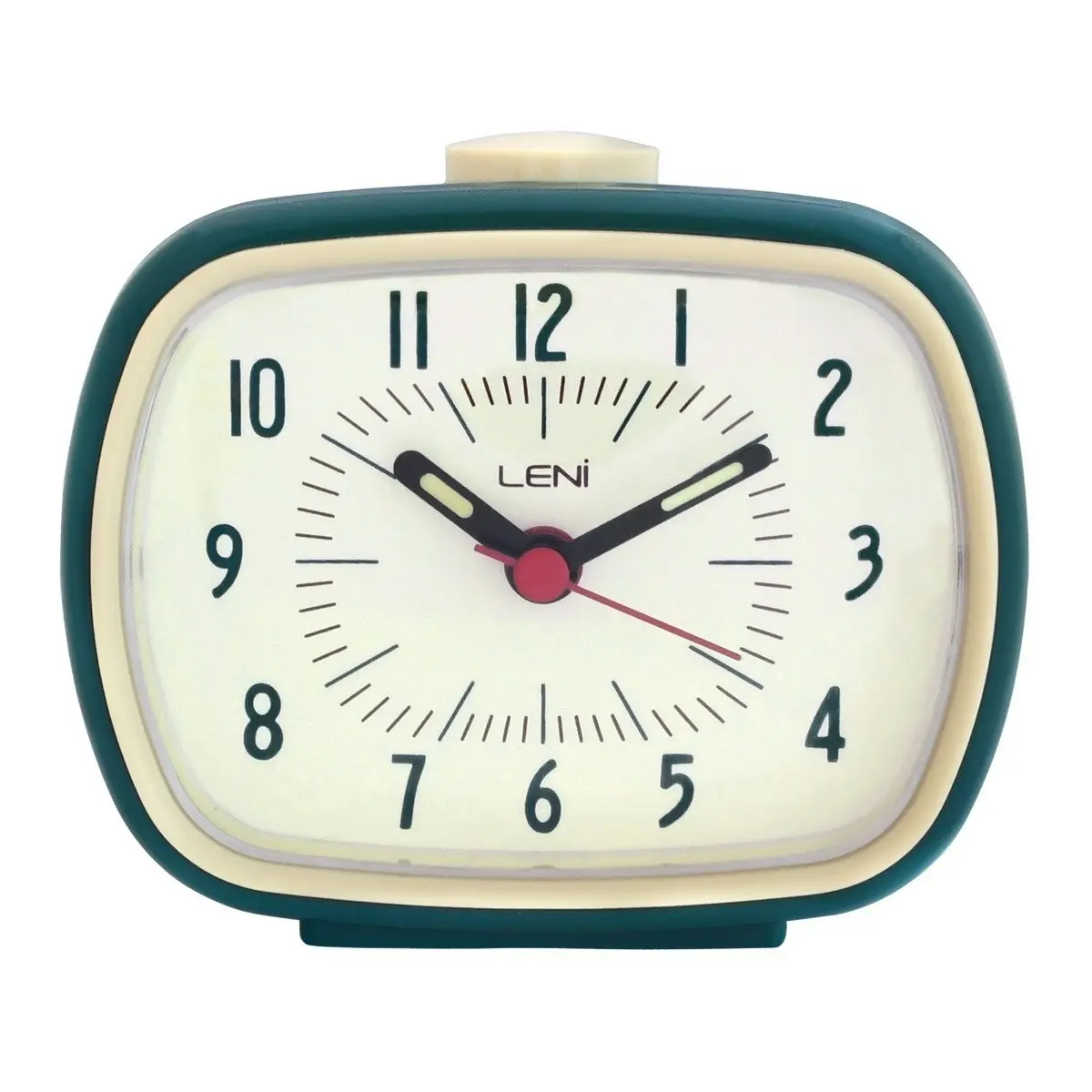 Leni Plastic Retro Analogue Alarm Clock Glow in the Dark Home/Room Decor Peacock