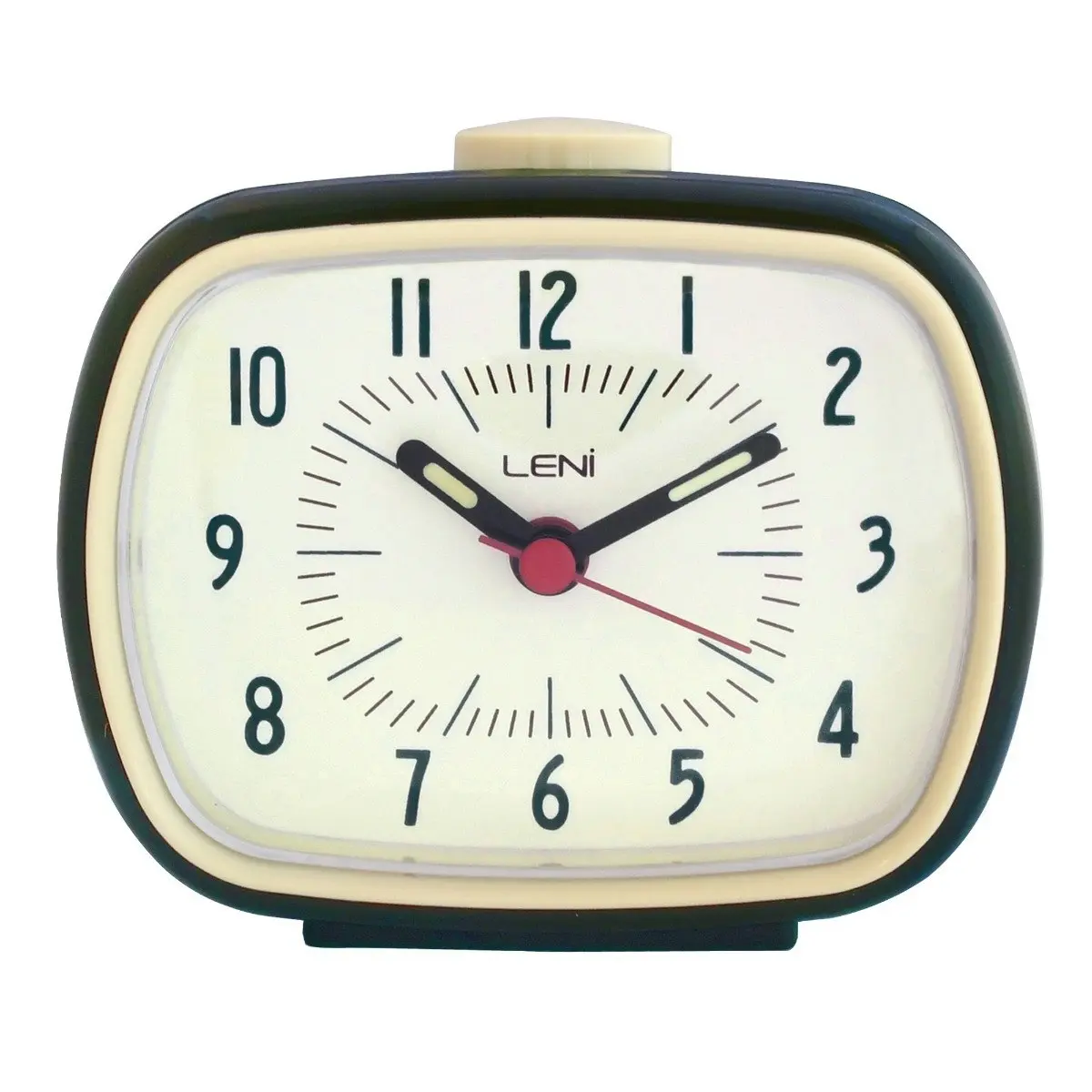 Leni Retro Analogue Alarm Clock Glow in the Dark Home/Room Decor Olive Green