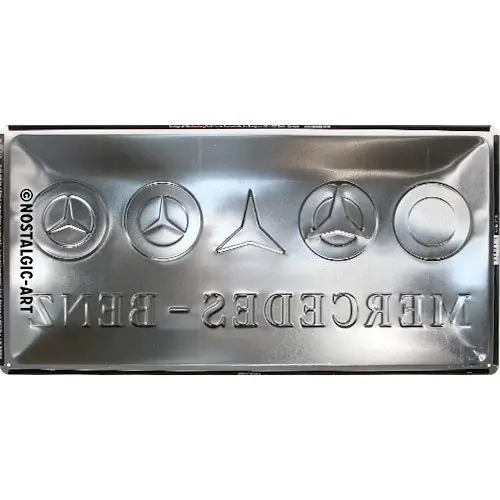 Nostalgic Art Mercedes-Benz Logo Evolution 25x50cm Metal Long Sign Wall Decor