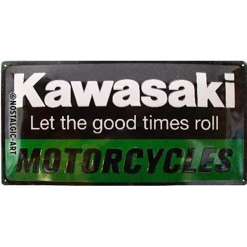 Nostalgic-Art 25x50cm Metal Sign Kawasaki Motorcycles Long Home/Office Decor