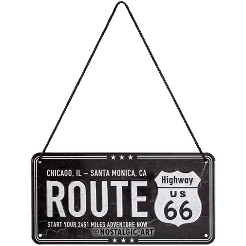 Nostalgic Art Metal 10x20cm Wall Hanging Sign Route 66 Black Home/Office Decor