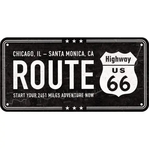 Nostalgic Art Metal 10x20cm Wall Hanging Sign Route 66 Black Home/Office Decor