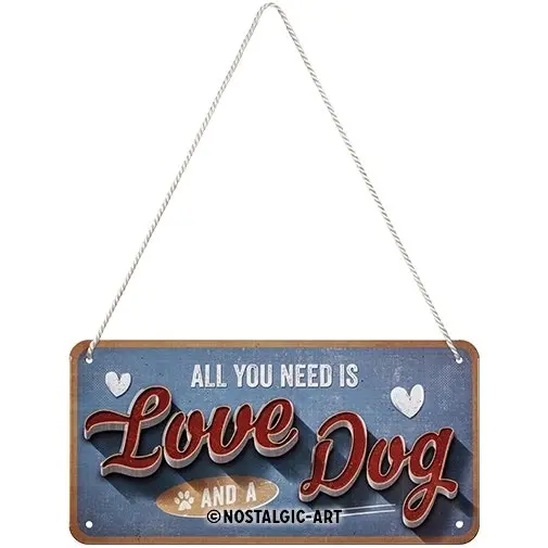 Nostalgic Art Metal 10x20cm Wall Hanging Sign Love Dog Home/Office/Cafe Decor