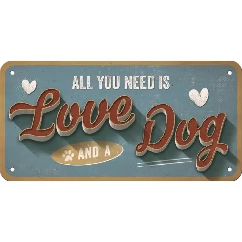 Nostalgic Art Metal 10x20cm Wall Hanging Sign Love Dog Home/Office/Cafe Decor