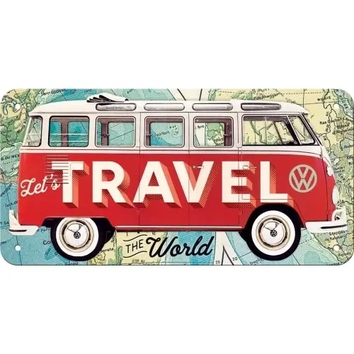 Nostalgic Art Metal 10x20cm Wall Hanging Sign VW Bulli Travel the World Decor