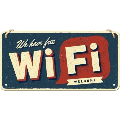 Nostalgic Art Metal 10x20cm Wall Hanging Sign Free WiFi Home/Office/Cafe Decor