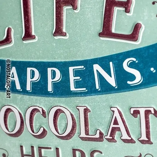 Nostalgic Art 15x20cm Small Wall Hanging Metal Sign Life Happens Chocolate Helps