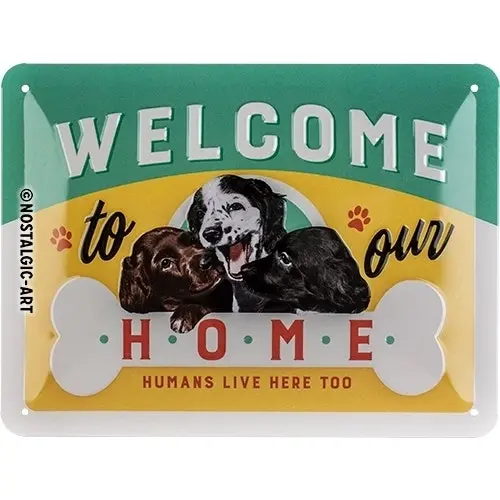 Nostalgic Art 15x20cm Small Wall Hanging Metal Sign Welcome Puppies Home Decor