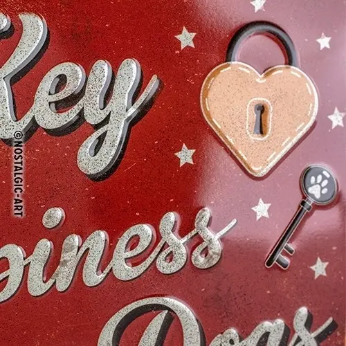 Nostalgic Art 15x20cm Small Wall Hanging Metal Sign Dogs Key to Happiness Decor