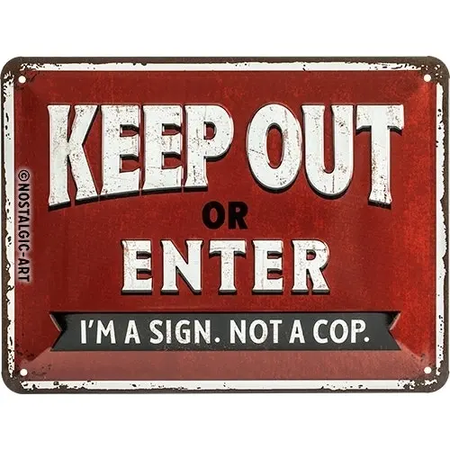 Nostalgic Art 15x20cm Small Wall Hanging Metal Sign Keep Out or Enter Home Decor