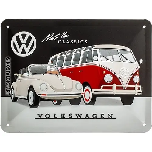 Nostalgic Art 15x20cm Small Wall Hanging Metal Sign VW Meet the Classics Decor