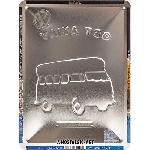 Nostalgic Art 15x20cm Small Wall Metal Sign VW Bulli Let's Get Away Night Decor