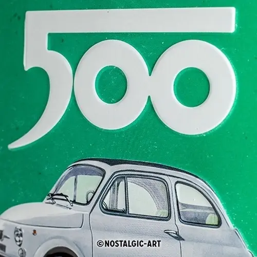 Nostalgic Art 15x20cm Small Wall Hanging Metal Sign Fiat 500 Italian Colours