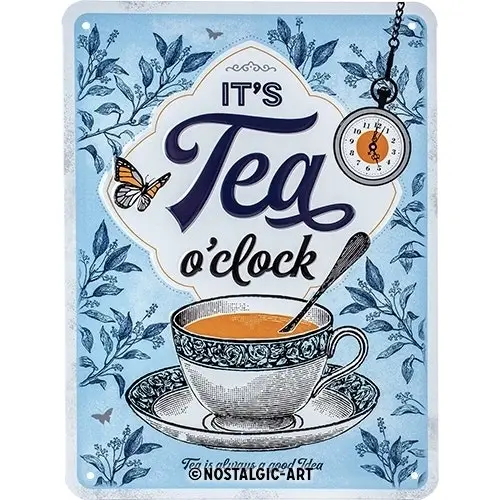 Nostalgic Art 15x20cm Small Wall Hanging Metal Sign It's Tea O'Clock Home Decor