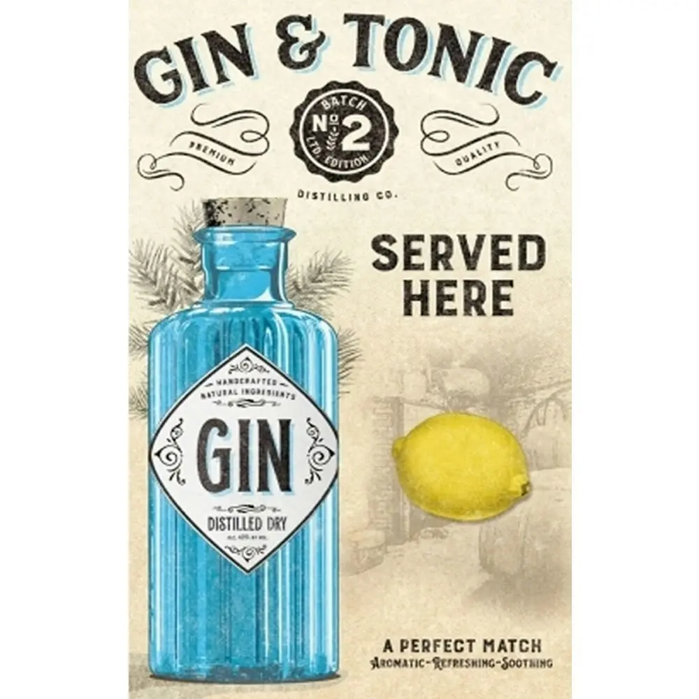 Nostalgic-Art 40x60cm Metal Sign Gin and Tonic Served Here Home/Office Decor