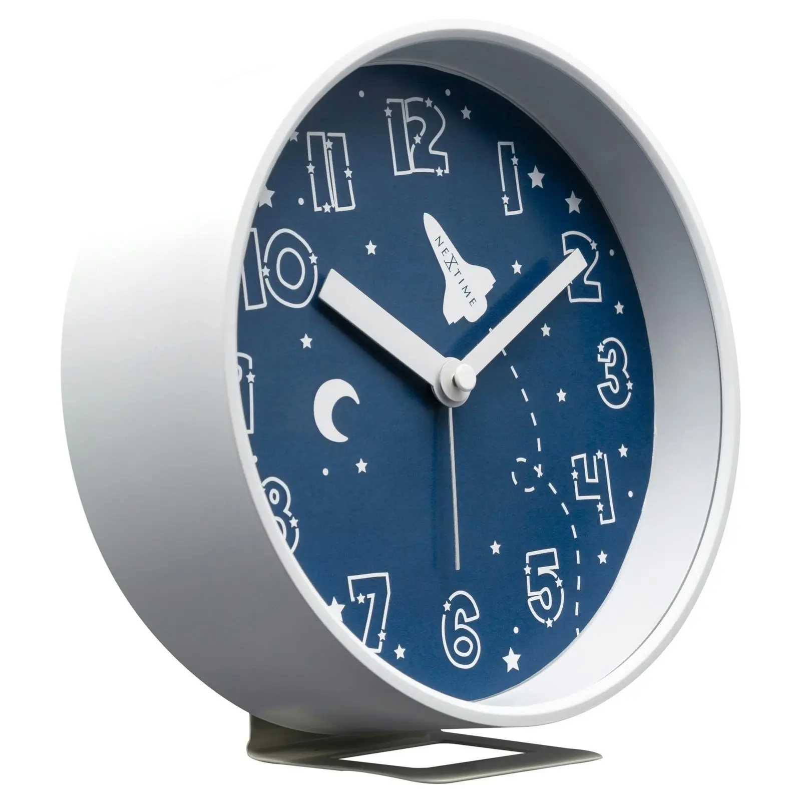 NeXtime Rocket Plastic 12.5x13cm Analogue Alarm Clock Silent w/ Night Light Blue