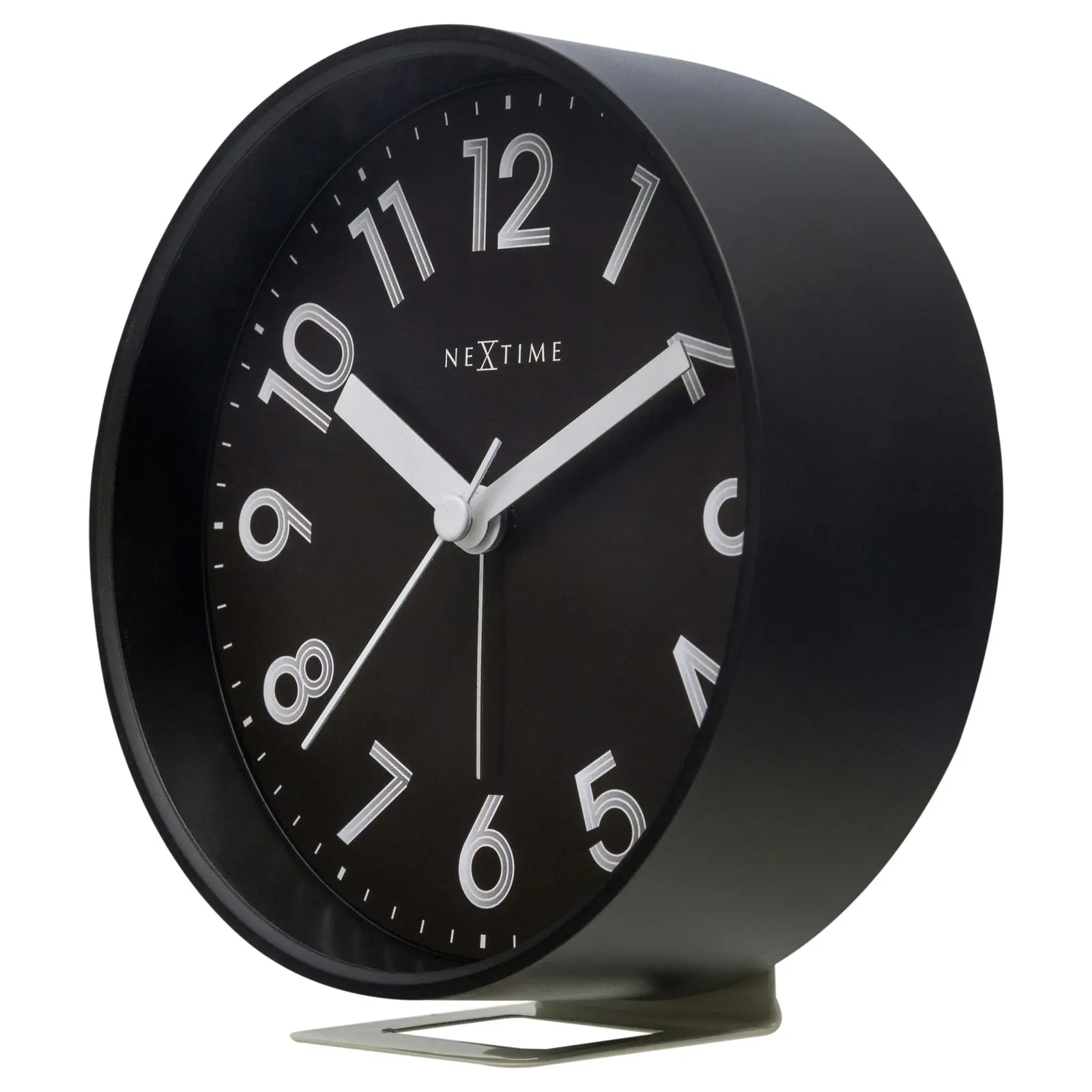 NeXtime Reflect Plastic 12.5x13cm Analogue Desk Alarm Clock w/ Night Light Black