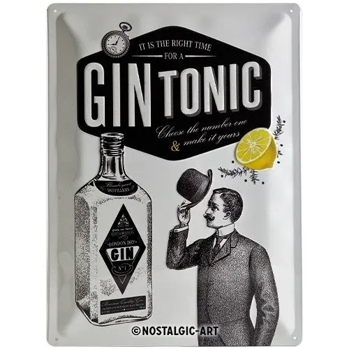 Nostalgic Art Large Sign 30x40cm Metal Wall Hanging Home/Office Decor Gin Tonic