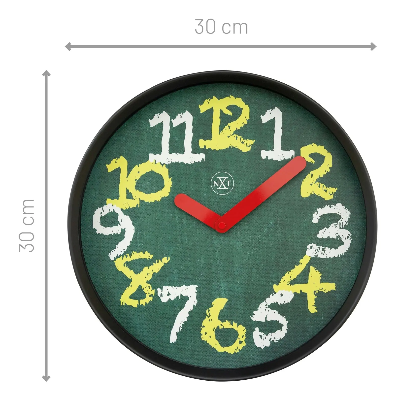 NeXtime Chalkboard Plastic Analogue 30cm Hanging Wall Clock Decor Silent Green