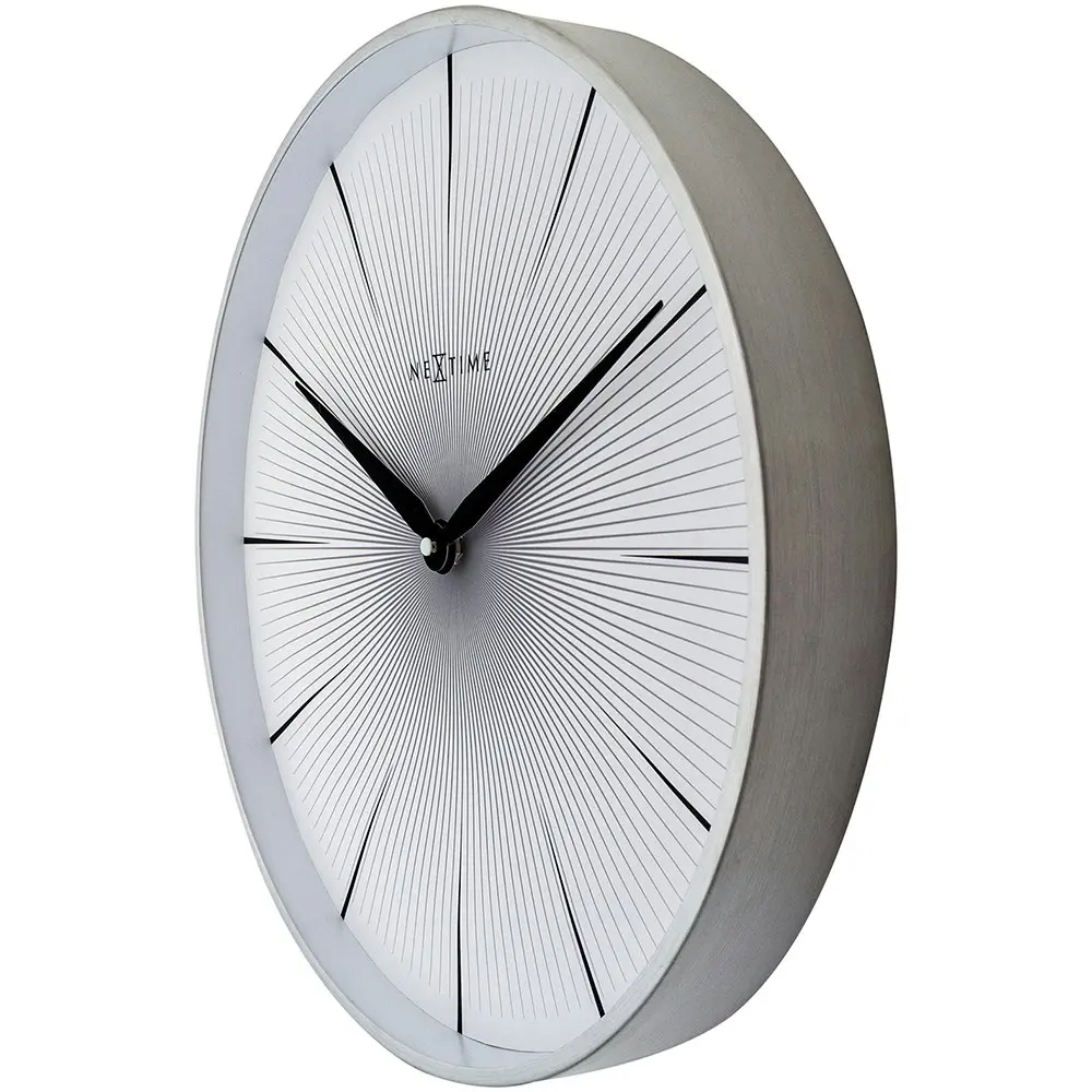 NeXtime 40cm 2 Seconds Silent Non-Ticking Round Analogue Metal Wall Clock White