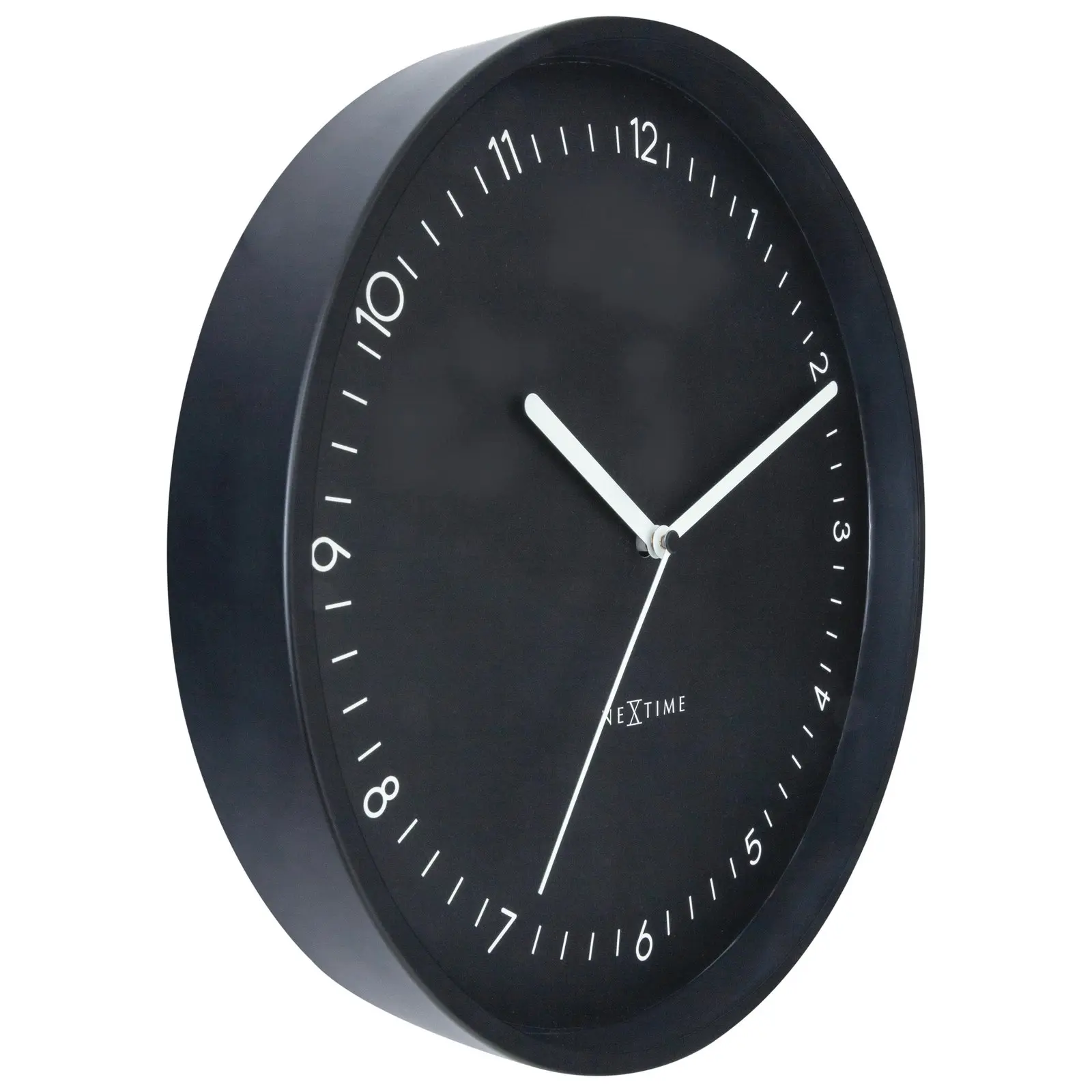 NeXtime Berlin Glass Analogue 30cm Hanging Wall Clock Decor Silent Sweep Black