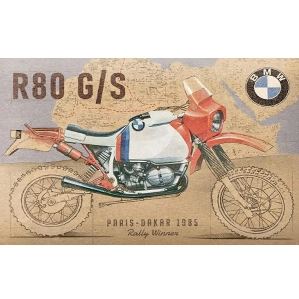 Nostalgic-Art 15x20cm Metal Sign BMW R80 G/S Paris Dakar Small Home/Office Decor