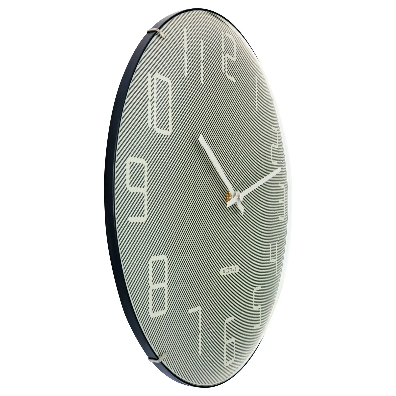 NeXtime Shade Glass Analogue 35cm Hanging Wall Clock Decor Silent Sweep Grey