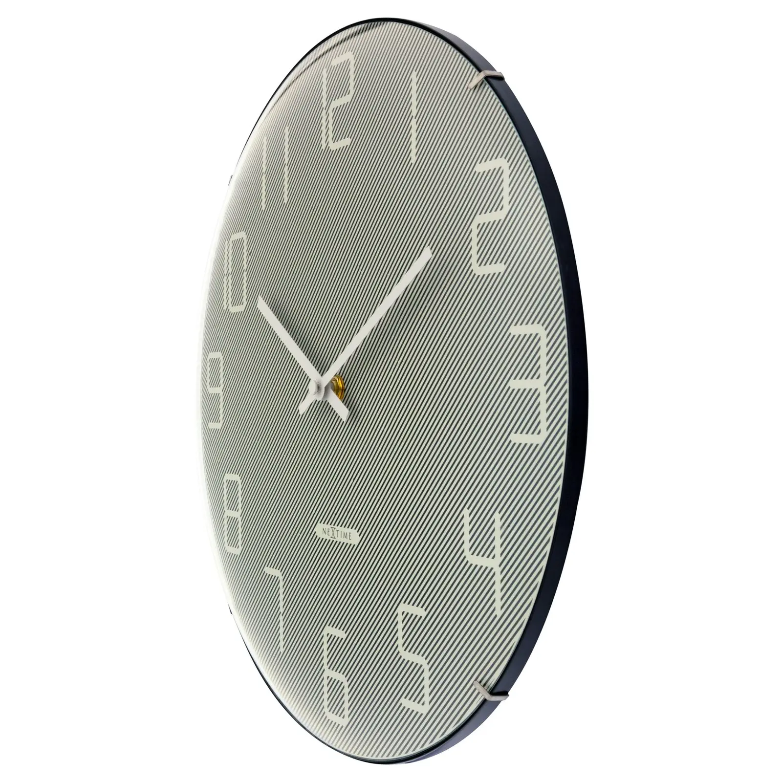 NeXtime Shade Glass Analogue 35cm Hanging Wall Clock Decor Silent Sweep Grey