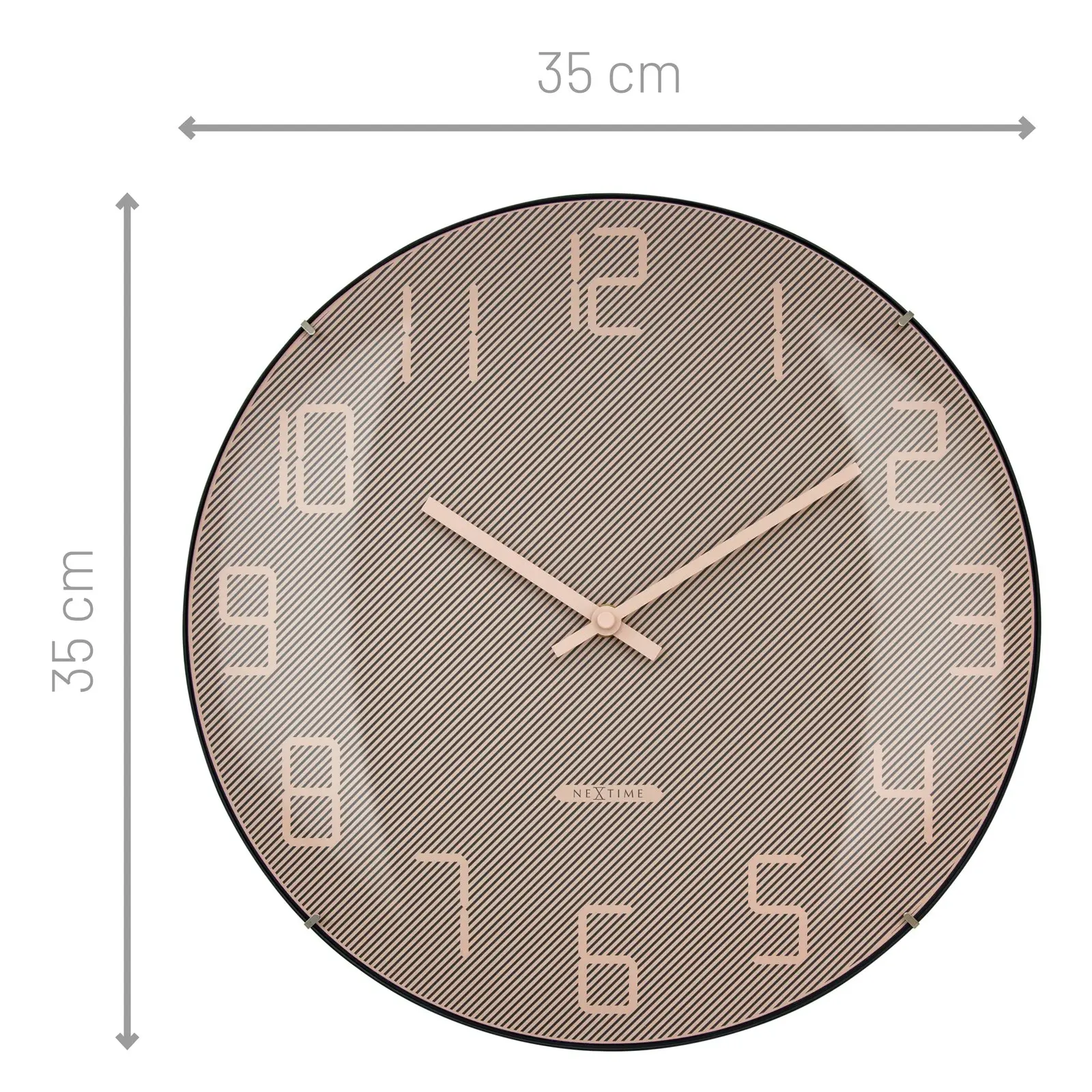 NeXtime Shade Glass Analogue 35cm Hanging Wall Clock Decor Silent Sweep Pink