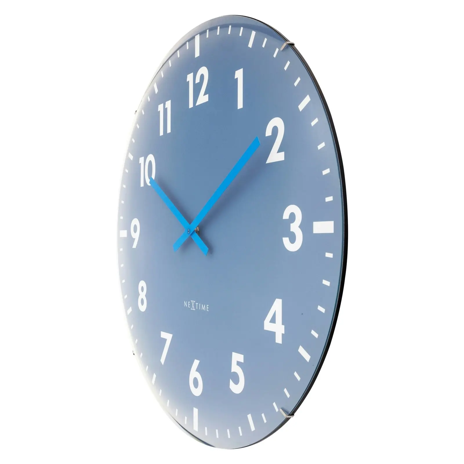 NeXtime Duomo Glass Analogue 50cm Hanging Wall Clock Decor Silent Sweep Blue