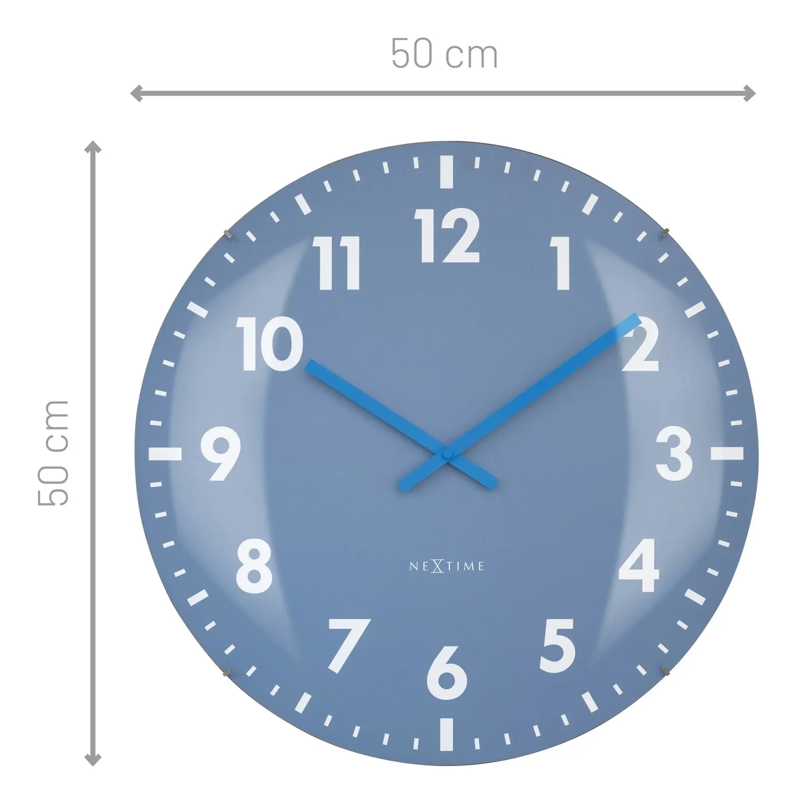 NeXtime Duomo Glass Analogue 50cm Hanging Wall Clock Decor Silent Sweep Blue